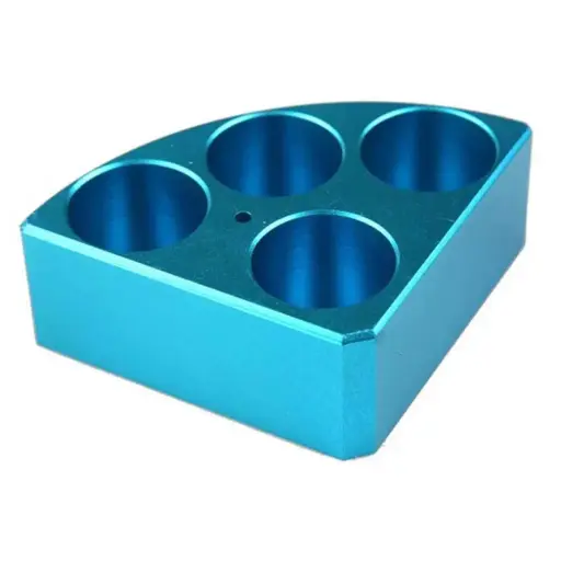 [18900004] Aluminum Blue quarter reaction block, 4 holes 30 ml reaction vessel 28mm dia x 30mm depth